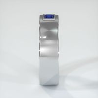 14K White Gold Blue Sapphire Men's Wedding Band Image