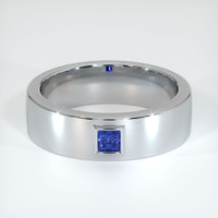 18K White Gold Blue Sapphire Men's Wedding Band Video