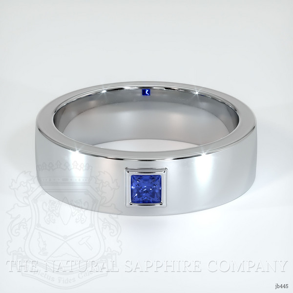 18K White Gold Blue Sapphire Men's Wedding Band