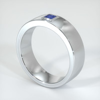 18K White Gold Blue Sapphire Men's Wedding Band Image
