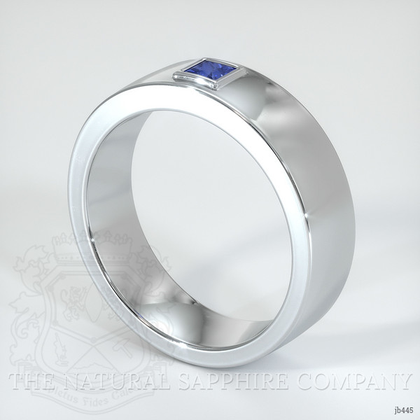 18K White Gold Blue Sapphire Men's Wedding Band
