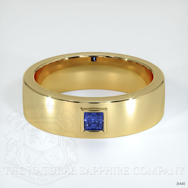 14K Yellow Gold Blue Sapphire Men's Wedding Band