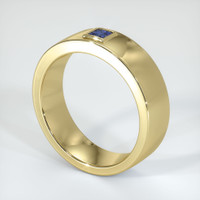 14K Yellow Gold Blue Sapphire Men's Wedding Band Image