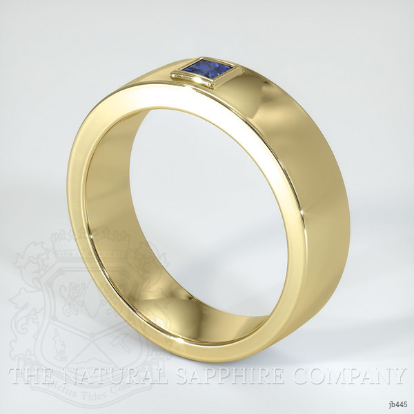 14K Yellow Gold Blue Sapphire Men's Wedding Band