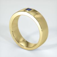 18K Yellow Gold Blue Sapphire Men's Wedding Band Image