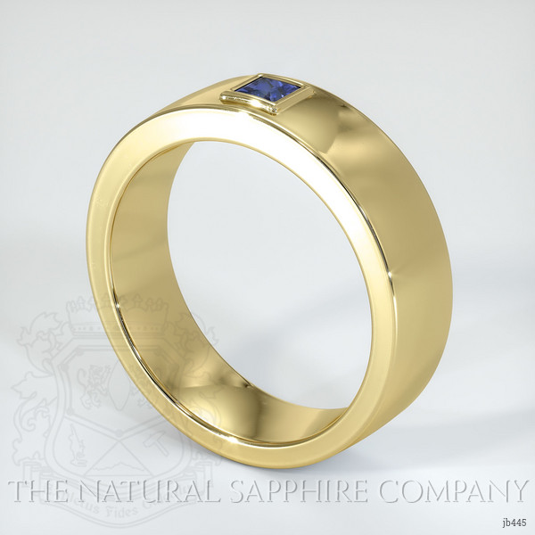 18K Yellow Gold Blue Sapphire Men's Wedding Band