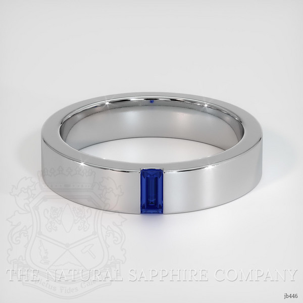 14K White Gold Blue Sapphire Men's Wedding Band