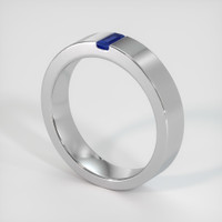 14K White Gold Blue Sapphire Men's Wedding Band Image