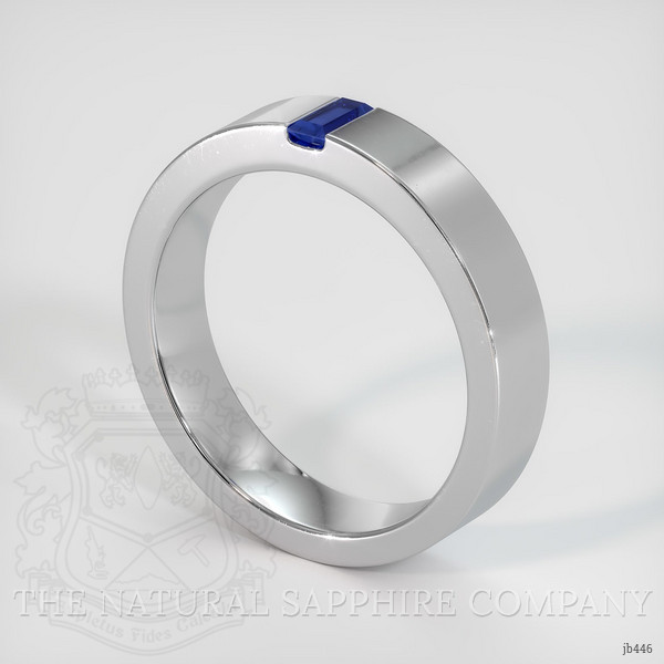 14K White Gold Blue Sapphire Men's Wedding Band