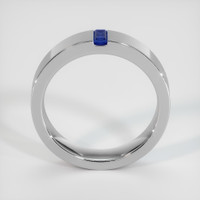 14K White Gold Blue Sapphire Men's Wedding Band Image