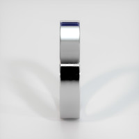 14K White Gold Blue Sapphire Men's Wedding Band Image