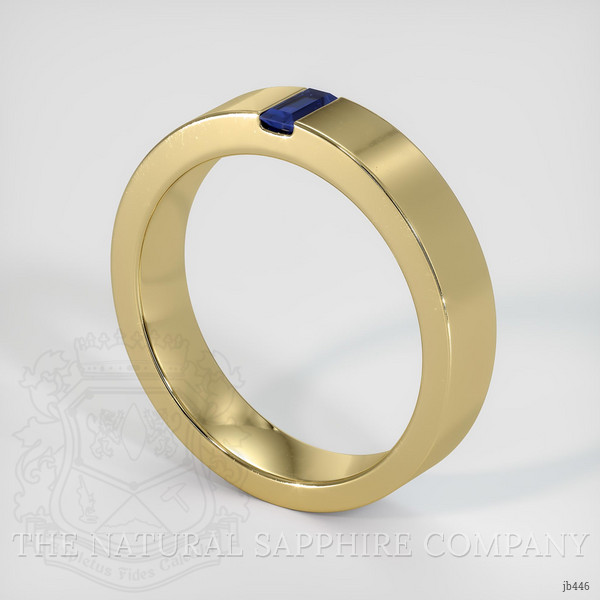 14K Yellow Gold Blue Sapphire Men's Wedding Band