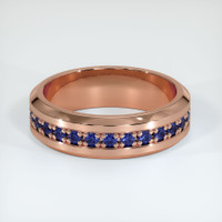 14K Rose Gold Blue Sapphire Men's Wedding Band Video