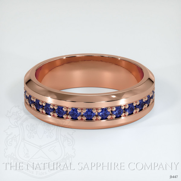 14K Rose Gold Blue Sapphire Men's Wedding Band