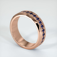 14K Rose Gold Blue Sapphire Men's Wedding Band Image