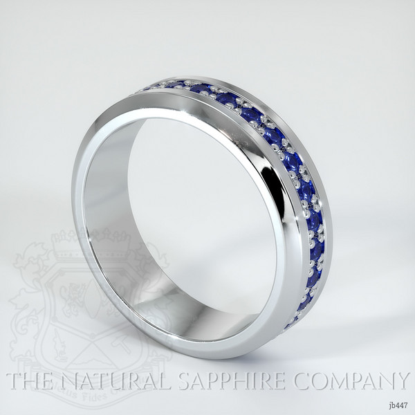 14K White Gold Blue Sapphire Men's Wedding Band