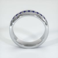 14K White Gold Blue Sapphire Men's Wedding Band Image