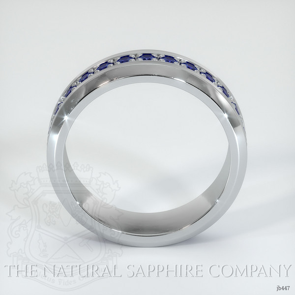 14K White Gold Blue Sapphire Men's Wedding Band