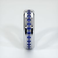 14K White Gold Blue Sapphire Men's Wedding Band Image