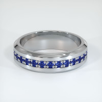 18K White Gold Blue Sapphire Men's Wedding Band Video