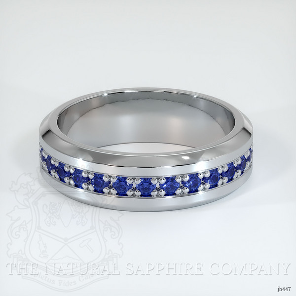 18K White Gold Blue Sapphire Men's Wedding Band