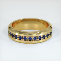 14K Yellow Gold Blue Sapphire Men's Wedding Band Video