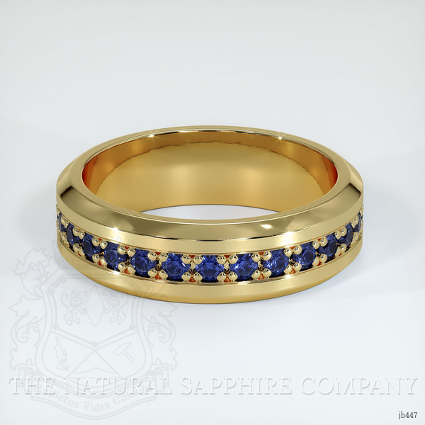 14K Yellow Gold Blue Sapphire Men's Wedding Band