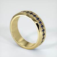 14K Yellow Gold Blue Sapphire Men's Wedding Band Image