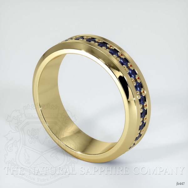14K Yellow Gold Blue Sapphire Men's Wedding Band