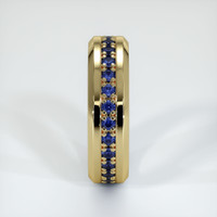 14K Yellow Gold Blue Sapphire Men's Wedding Band Image