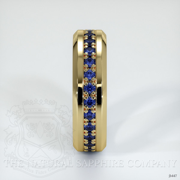 14K Yellow Gold Blue Sapphire Men's Wedding Band