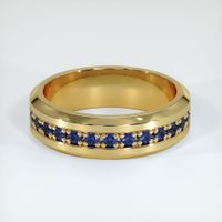 18K Yellow Gold Blue Sapphire Men's Wedding Band Video