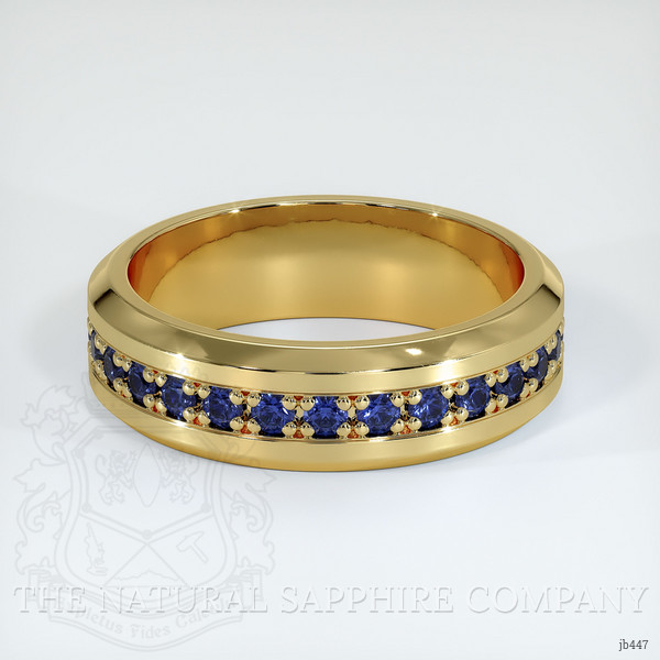 18K Yellow Gold Blue Sapphire Men's Wedding Band