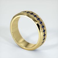 18K Yellow Gold Blue Sapphire Men's Wedding Band Image
