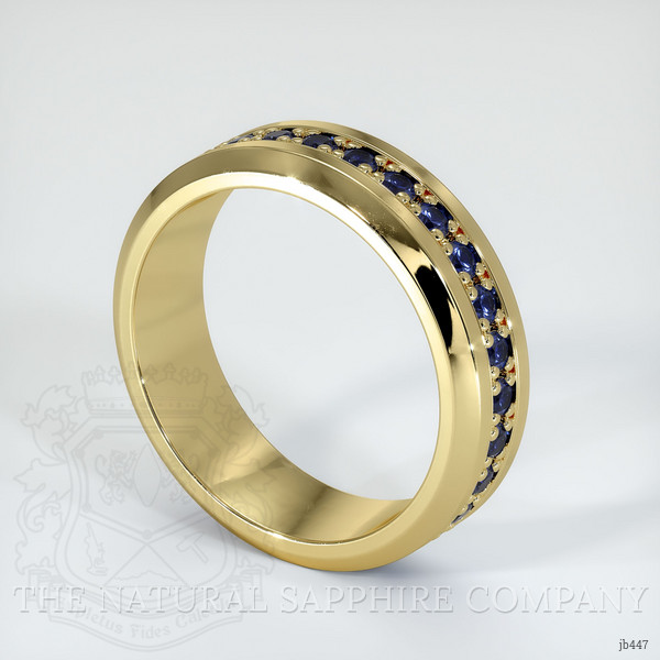 18K Yellow Gold Blue Sapphire Men's Wedding Band