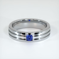 Platinum 950 Blue Sapphire Men's Wedding Band Video