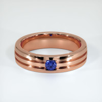 14K Rose Gold Blue Sapphire Men's Wedding Band Video