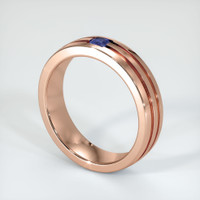 14K Rose Gold Blue Sapphire Men's Wedding Band Image