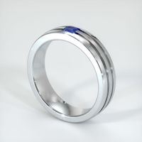 14K White Gold Blue Sapphire Men's Wedding Band Image