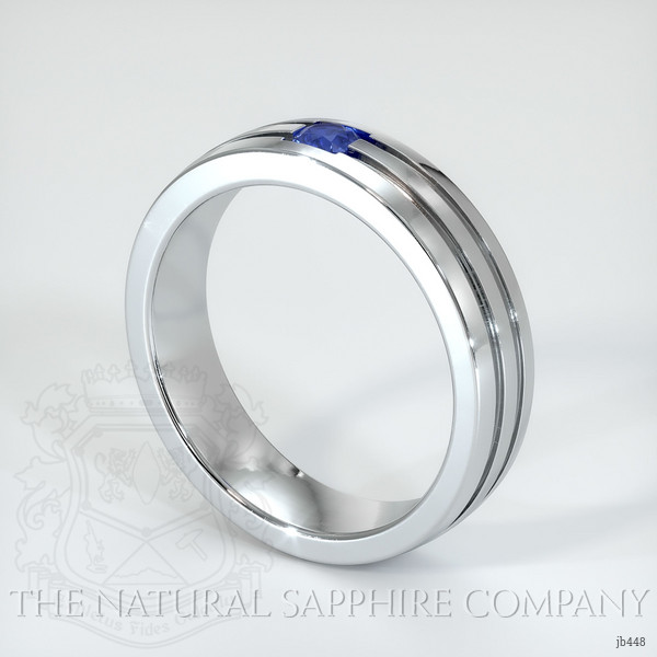 14K White Gold Blue Sapphire Men's Wedding Band