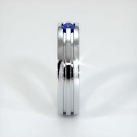 14K White Gold Blue Sapphire Men's Wedding Band Image