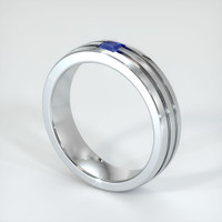 18K White Gold Blue Sapphire Men's Wedding Band Image