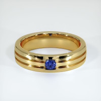 14K Yellow Gold Blue Sapphire Men's Wedding Band Video