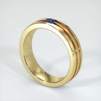 14K Yellow Gold Blue Sapphire Men's Wedding Band Image