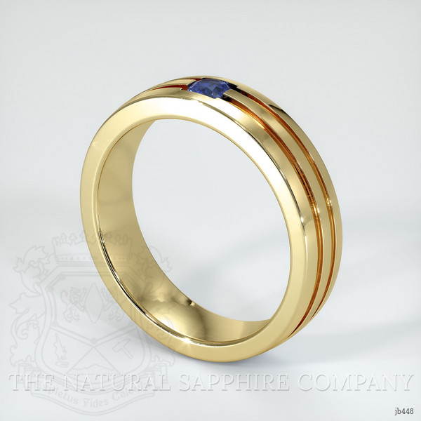 14K Yellow Gold Blue Sapphire Men's Wedding Band