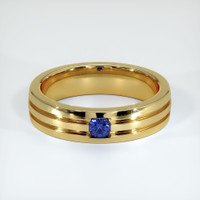 18K Yellow Gold Blue Sapphire Men's Wedding Band Video