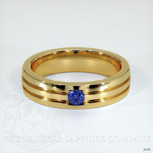 18K Yellow Gold Blue Sapphire Men's Wedding Band