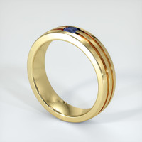 18K Yellow Gold Blue Sapphire Men's Wedding Band Image