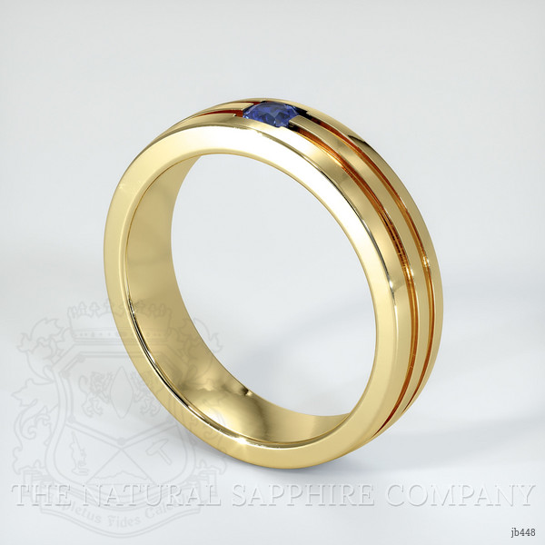 18K Yellow Gold Blue Sapphire Men's Wedding Band