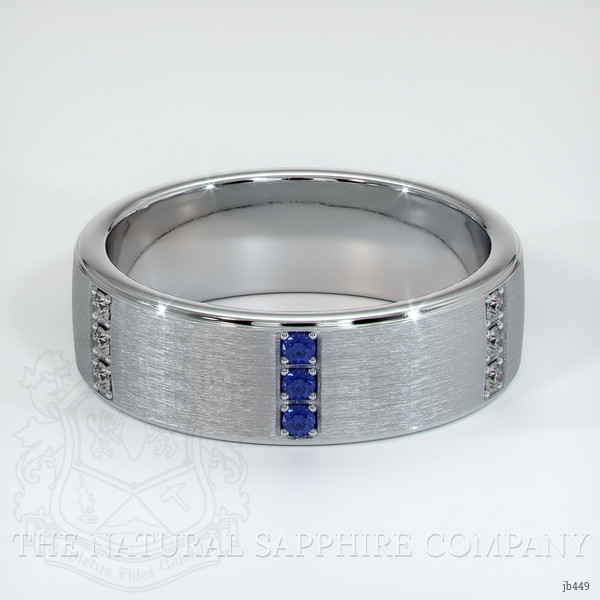 Platinum 950 Blue Sapphire and Diamond Men's Wedding Band